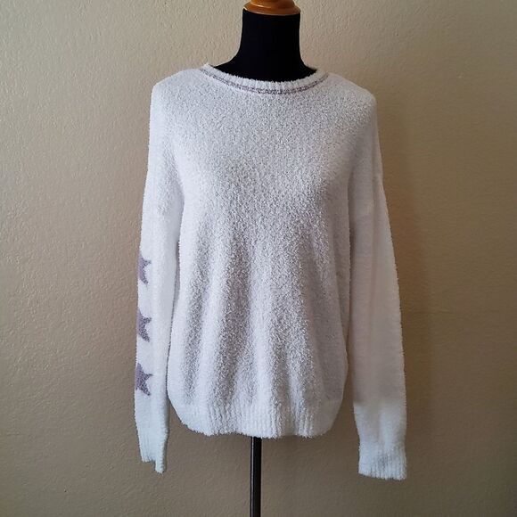 Hello Nite Plush Pullover Cozy Super Soft Crewneck Loungwear Sweater M White New - Picture 1 of 8